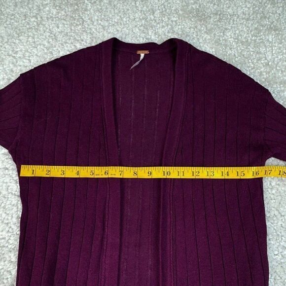 Free People Ribby Rib Linen Blend Long Cardigan Duster Maroon - Picture 10 of 11